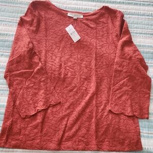 LOFT Women's Rich Red Floral Blouse
